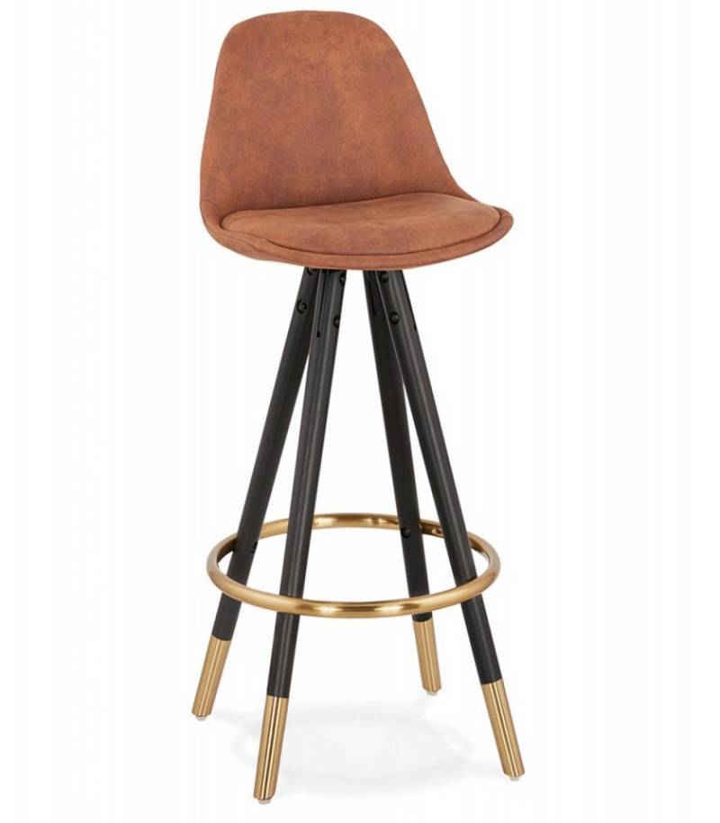 KADIMA DESIGN Barhocker Hochstuhl und Küchenhocker aus Holz und Textilien Art Deco Stil (Retro Barhocker mit gepolsterter Sitzfläche und hoher Rückenlehne), Mittelhoher Snackhocker mit Vintage Design 41x41x87 cm von KADIMA DESIGN