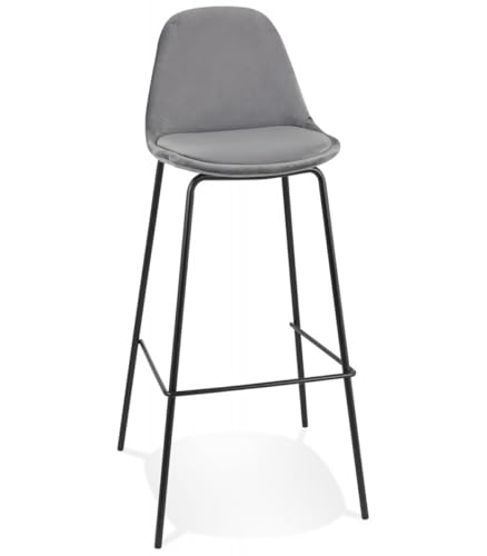KADIMA DESIGN Barhocker Samt Dunkelgrau Metall | Küchenhocker mit Rückenlehne Fußstütze | Barstuhl Gepolstert Designerkomfort | Modern Elegant | 41x41x99 cm Sitzhöhe 75 cm | Fenton Kollektion von KADIMA DESIGN