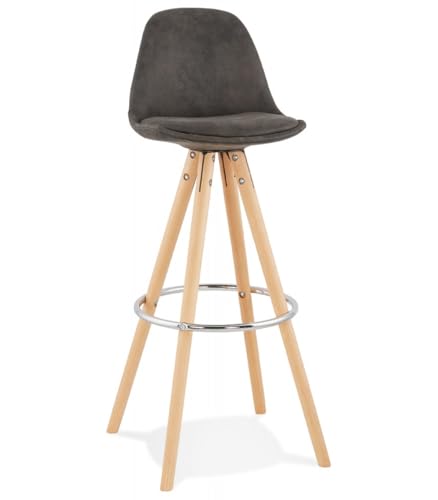 KADIMA DESIGN Barhocker MARKA mit Sitzpolsterung | Hoher Barstuhl aus Holz und Mikrofaser | Bequemer Küchenstuhl mit Rückenlehne | Moderner Stil | Sitzhöhe 75 cm, 41x41x97 cm Kollektion von KADIMA DESIGN