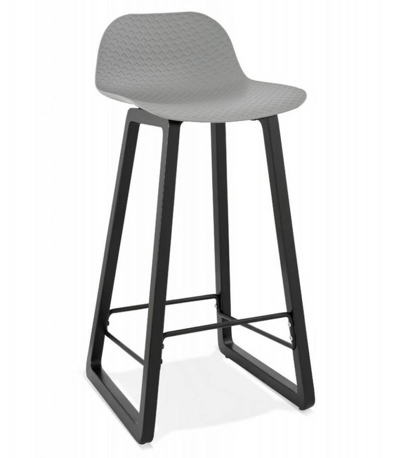 KADIMA DESIGN Barhocker Mittelhoher Holz Hochstuhl mit Polypropylensitz Skandinavischer Stil (Designerhocker mit ergonomischem Sitz Grau Schwarz), Küchenhocker SASHIMI MINI für Bar und Essbereich 125 kg Belastbar von KADIMA DESIGN