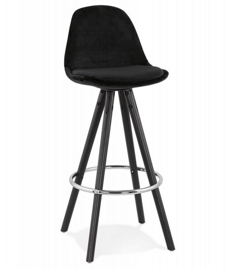 KADIMA DESIGN Barhocker Hochstuhl und Küchenhocker aus Holz und Samt Vintage Look (Eleganter Barstuhl mit Fußstütze Sitzhöhe 65 cm SPIRIT MINI), Mittelhoher Snackhocker für Theke und Kücheninsel 41x41x87 cm von KADIMA DESIGN