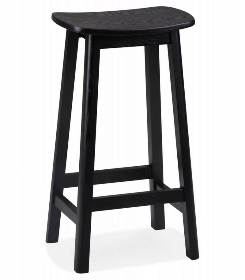 KADIMA DESIGN Barhocker Hochstuhl und Küchenhocker aus Eschenholz in Schwarz 41x32x66 cm (Barstuhl für Theke und Esstisch Kadima Design Kollektion), Mittelhoher Snackhocker DUMAS MINI mit Fußstütze Industrieller Stil von KADIMA DESIGN