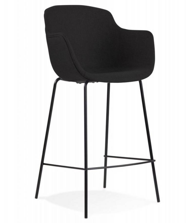 KADIMA DESIGN Barhocker Hochstuhl und Küchenhocker Metall Textil Schwarz Vintage Design (Komfortabler Barhocker mit Armlehnen Kadima Collection), Mittelhoher Snackhocker FORTI MINI 59x54x97,5 cm Sitzhöhe 65 cm von KADIMA DESIGN