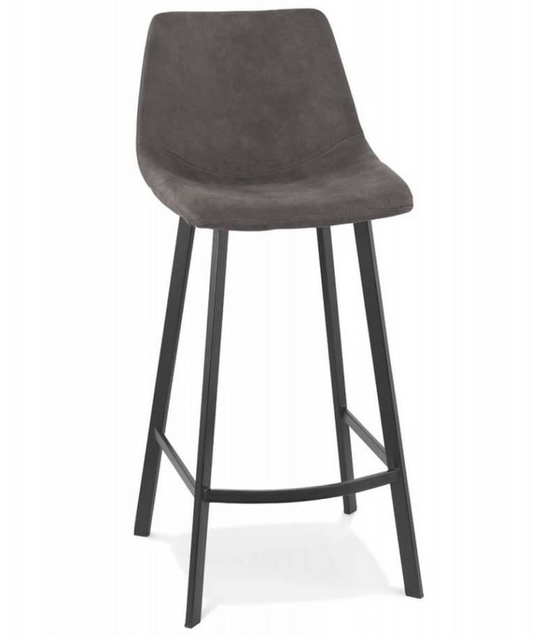 KADIMA DESIGN Barhocker Mittelhoher Snackhocker aus Metall und Mikrofaser Dunkelgrau (Esszimmerhocker mit gepolsterter Sitzfläche 43x50,5x90cm FUJI MINI), Barhocker mit Fußstütze für Küche Modern Minimalistisch von KADIMA DESIGN