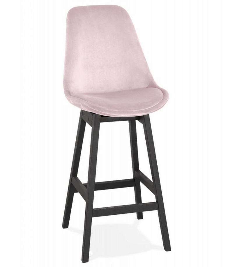 KADIMA DESIGN Barhocker Küchenhocker aus Samt und Holz Eleganter Sitzhocker für Bartheke (48x56x103 cm Sitzhöhe 66 cm Moriss Mini Kollektion), Mittelhoher Barhocker mit hoher Rückenlehne Skandinavischer Stil von KADIMA DESIGN