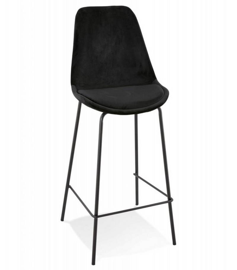 KADIMA DESIGN Barhocker Mittelhoher Snackhocker Gepolstert Samt Industriell Elegant (Küchenhocker Komfort Sitzfläche SPARK MINI Kollektion), Barhocker mit Rückenlehne Fußstütze 49x45x105 cm 65 cm Sitzhöhe von KADIMA DESIGN