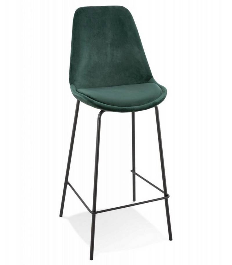 KADIMA DESIGN Barhocker Mittelhoher Snackhocker aus Metall mit Samtbezug Modern Elegant (Küchenhocker mit Industrie Design SPARK MINI Kollektion), Hochstuhl mit Fußstütze für Stehtisch 49x45x105 cm Sitzhöhe 65 cm von KADIMA DESIGN