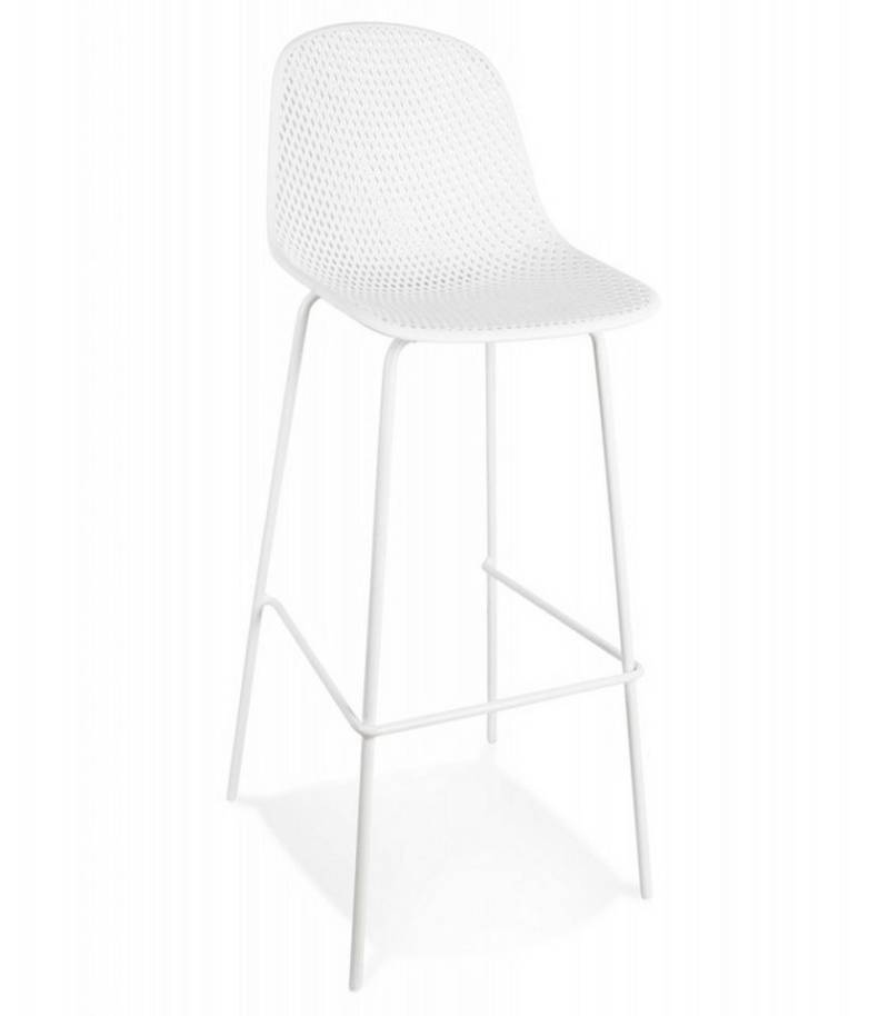KADIMA DESIGN Barhocker Barhocker Perforiert Kunststoff Sitzhocker mit Metallgestell (48x49x106 cm Sitzhöhe 75 cm LOKI Kollektion), Designhocker mit Rückenlehne für Innen und Außen Modern Weiß von KADIMA DESIGN