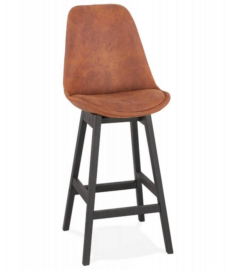 KADIMA DESIGN Barhocker Hochstuhl und Küchenhocker aus Holz und Mikrofaser Höhe 66 cm (Barhocker mit Rückenlehne und Komfortsitz ASPEN MINI), Snackhocker für Mittelhohe Tische und Bars Skandinavisches Design von KADIMA DESIGN