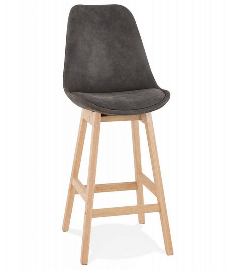 KADIMA DESIGN Barhocker Hochstuhl und Küchenhocker aus Holz mit Mikrofaserbezug Aspen Mini (Snackhocker für Essbereich und Küchenbar Skandinavischer Stil), Barhocker mit hoher Rückenlehne für optimalen Sitzkomfort von KADIMA DESIGN