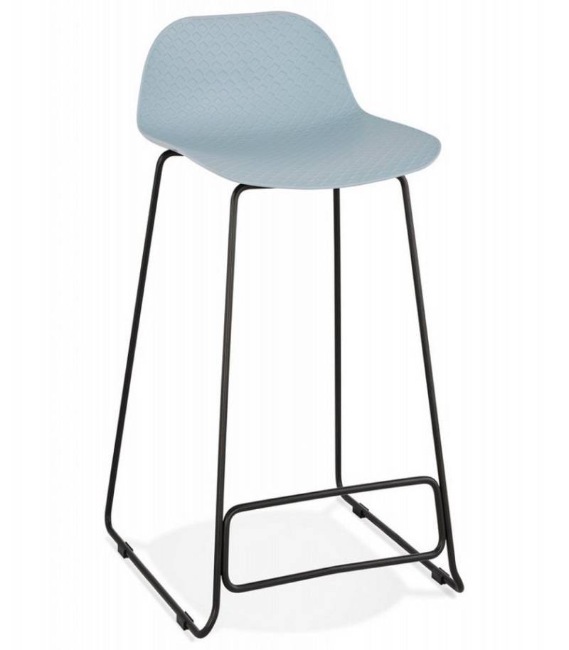 KADIMA DESIGN Barhocker Halbhoher Hochstuhl Snackhocker aus Metall und Kunststoff 48x53x85cm (BABYLOS MINI mit modernem Muster Dunkelblau), Küchenhocker mit stabilem Metallgestell Industrial Style von KADIMA DESIGN