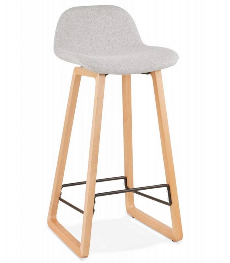 KADIMA DESIGN Barhocker Barhocker Skandinavisch Holz Textil Küchenhocker in Grau Beige (46x47x86,5 cm Sitzhöhe 75 cm Baltik Mini Kollektion), Snackhocker mit Polstersitz Nordischer Stil von KADIMA DESIGN
