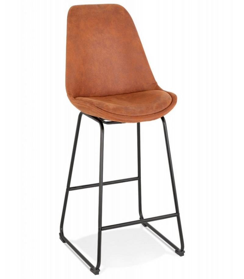 KADIMA DESIGN Barhocker Hochstuhl Küchenhocker aus Metall Mikrofaser Modern Elegant (Bequemer Barhocker für Kücheninsel Braun-Schwarz), Snackhocker BIKI MINI mit hoher Rückenlehne 48x55x109 cm von KADIMA DESIGN