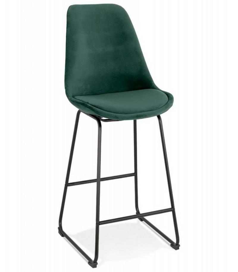 KADIMA DESIGN Barhocker Hochstuhl Küchenhocker Metall Samt Barhocker Samtstoff Grün (48x55x109 cm 67 cm Sitzhöhe Schwarze Metallbeine Polsterung), Snackhocker Bully Mini für Mitteltische Modern Elegant von KADIMA DESIGN