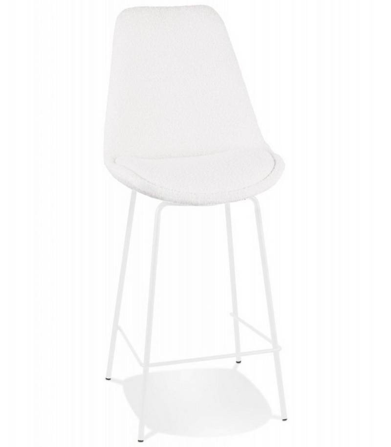 KADIMA DESIGN Barhocker Küchenhocker Mittelhoher Snackhocker aus Metall und Textilien (Küchenstuhl mit Fußstütze 49x45x105 cm), Barstuhl LEONIE MINI mit gepolsterter Rückenlehne Modern in Weiß von KADIMA DESIGN