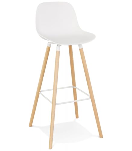 KADIMA DESIGN Barhocker Ergonomisch Holz Kunststoff | Barstuhl mit Fußstütze | Trendiger Hocker mit Rückenlehne | Skandinavischer Stil | 49x49x99 cm Sitzhöhe 75 cm | TATSU Kollektion von KADIMA DESIGN