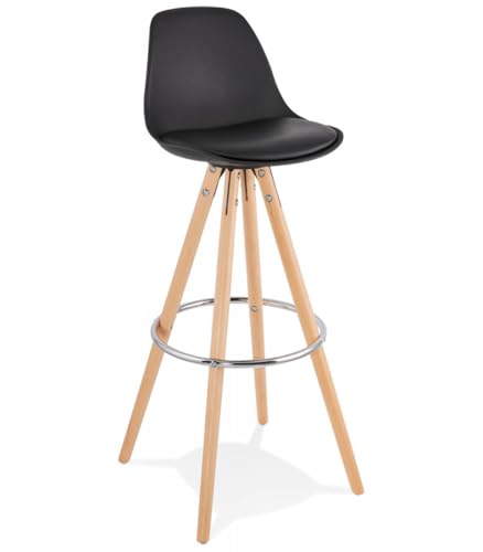 Barhocker aus Holz und Kunststoff | Schwarzer Designer Barstuhl mit Fußstütze | Moderner Küchenstuhl mit gepolsterter Sitzfläche | Minimalistisches Design | 42x42x95 cm, Sitzhöhe 74 cm | Tatami von KADIMA DESIGN