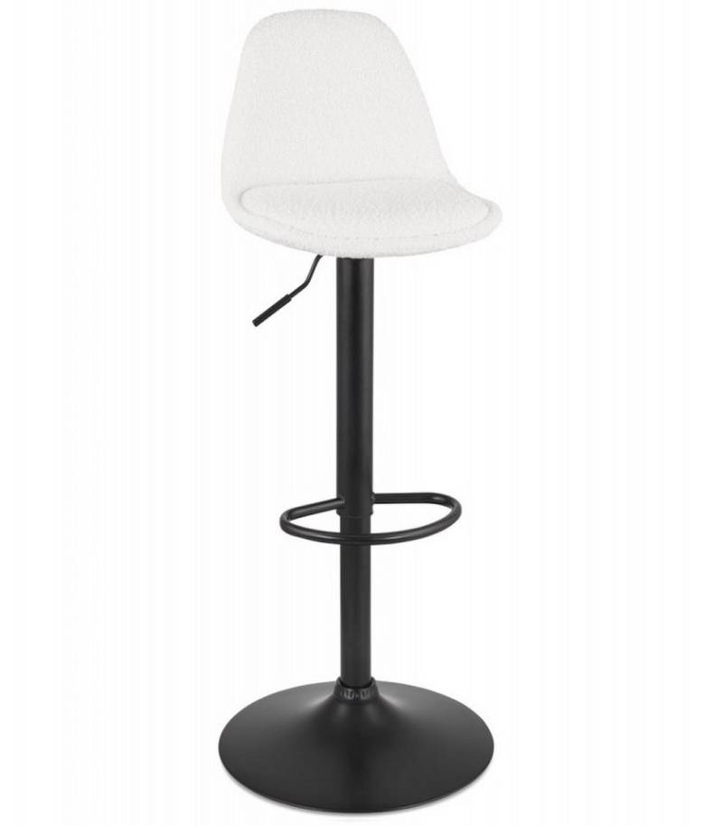 KADIMA DESIGN Barhocker Verstellbarer Barstuhl aus Metall mit Textilbezug 45x45x87-107 cm (Eleganter Küchenstuhl mit Polsterung LANCELOT Kollektion), Höhenverstellbarer Hocker mit Rückenlehne Modern Weiß Schwarz von KADIMA DESIGN