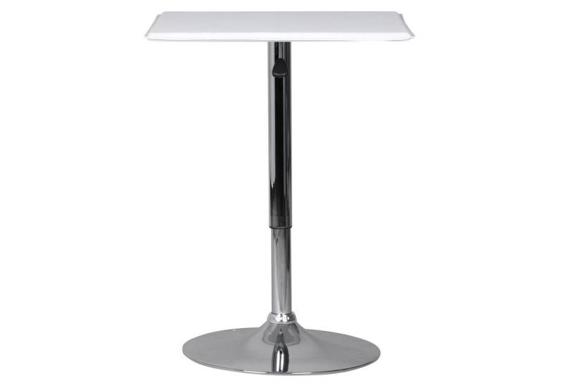 KADIMA DESIGN Bartisch Stehtisch Bistrotisch Kunstleder Weiß höhen-verstellbar quadratisch, (Partytisch drehbar), Design Bartisch Chrom robust eckig, Stehtisch Messetisch modern von KADIMA DESIGN