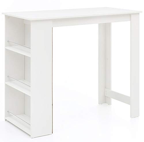 KADIMA DESIGN Küchentresen Gander: Edelstahl, 3 Fächer, große Ablage, 120x107,5x60 cm, Melaminharzbeschichtung, maximale Belastung 40 kg Farbe: Weiß von KADIMA DESIGN