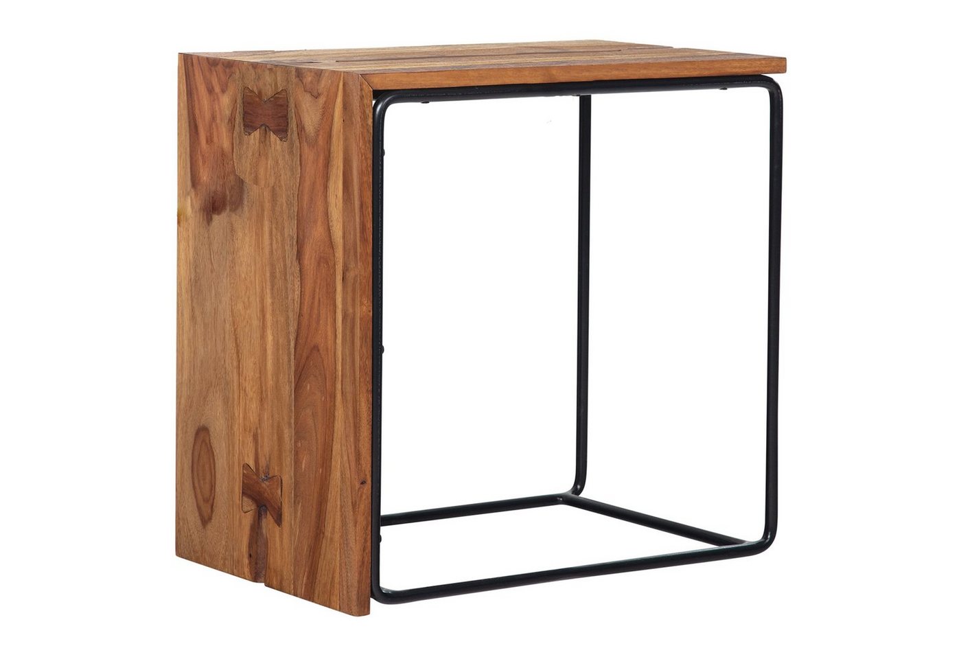 KADIMA DESIGN Beistelltisch Beistelltisch Massivholz / Metall 45x30x45 cm Anstelltisch Couchtisch (Modern, Abstelltisch neben Sofa Hoch), Kleiner Sofatisch Rechteckig, Industrial Wohnzimmertisch Couch von KADIMA DESIGN