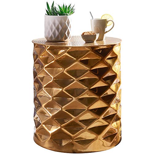 KADIMA DESIGN Beistelltisch ENNS: Orientalischer Couchtisch, Aluminium, Hammerschlag-Strukturen, Stabilität und Langlebigkeit Farbe: Gold von KADIMA DESIGN