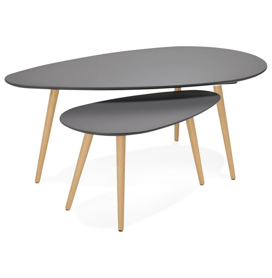 KADIMA DESIGN Beistelltisch MILLA Tischset Holz Dunkles Grau (dark grey) von KADIMA DESIGN