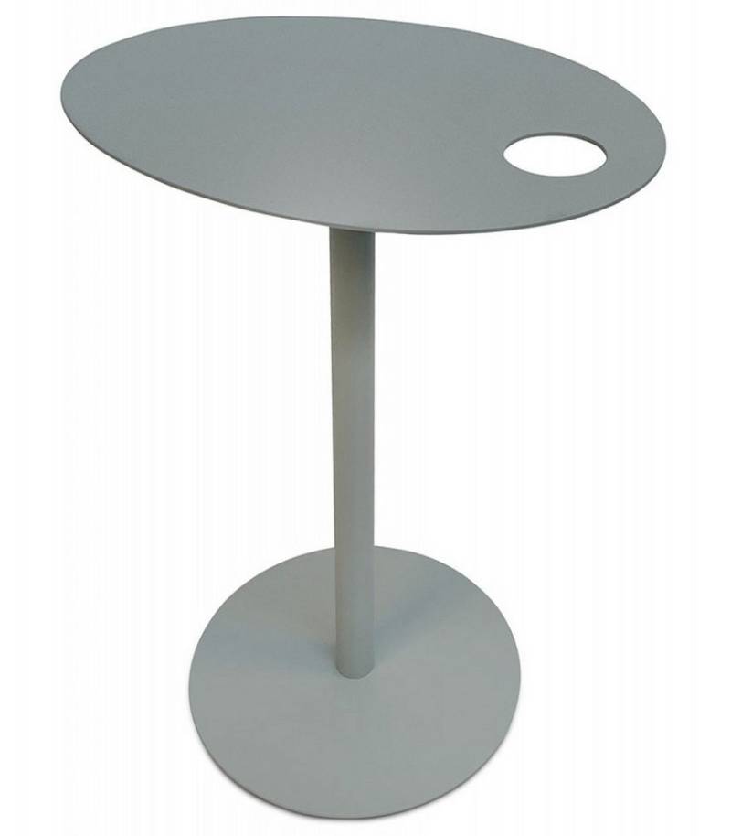 KADIMA DESIGN Beistelltisch Beistelltisch Metall Oval Grau Wohnzimmer Tisch Industrial (42x31x45 cm Kadima Design), Sofatisch mit Perforation Modernes Design von KADIMA DESIGN