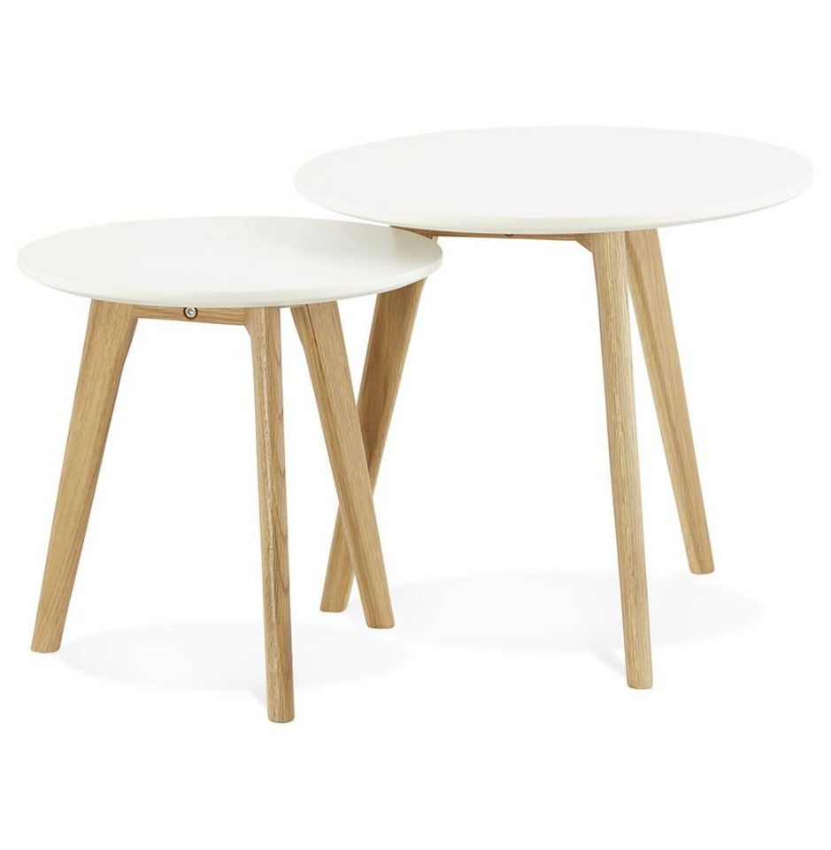 KADIMA DESIGN Beistelltisch PINA Tischset Holz Weiss (white) 50 x 50 x 45 von KADIMA DESIGN