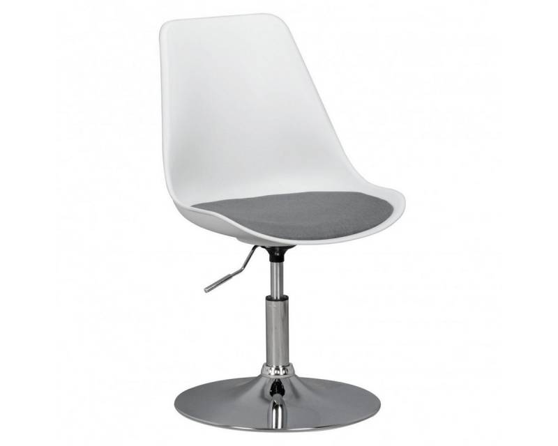 KADIMA DESIGN Besucherstuhl Drehsessel Stoff-Sitzfläche in Weiß/Grau Drehstuhl (Drehstuhl ist höhenverstellbar, Drehhocker mit Rückenlehne), Besucherstuhl mit Schalensitz, Wartezimmerstuhl von KADIMA DESIGN