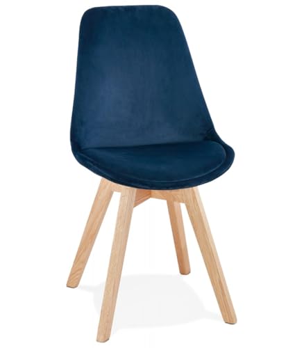 KADIMA DESIGN Vintage Samtstuhl für Wohnzimmer Holz Textil | Eleganter Esszimmerstuhl mit Holzbeinen | Gepolsterter Designstuhl mit Samtbezug | Retro Stil | 48x56x85 cm | Joe Kollektion von KADIMA DESIGN