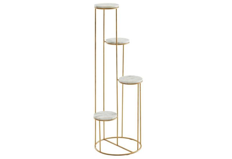 Wohnling Blumenständer Blumenständer Echter Marmor Weiß 36,5x107,5x36,5 cm Pflanzenständer (Stehend Gold, Blumenhocker Wohnzimmer Freistehend mit 4 Ablagen), Stehend Gold, Blumenhocker Wohnzimmer Freistehend mit 4 Ablagen von Wohnling