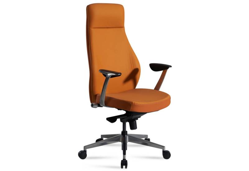 KADIMA DESIGN Bürostuhl Bürostuhl Kunstleder-Bezug Caramel Schreibtischstuhl bis 120 kg, (Design Chefsessel höhenverstellbar, Drehstuhl ergonomisch mit), Armlehnen & hoher Rückenlehne, Wippfunktion von KADIMA DESIGN