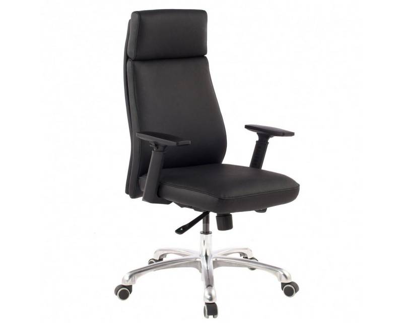 KADIMA DESIGN Bürostuhl Bürostuhl PORTO Echt-Leder Schwarz ergonomisch mit Kopfstütze (Design Chefsessel Schreibtischstuhl ergonomisch mit Wippfunktion), Drehstuhl mit Armlehnen X-XL 120 kg von KADIMA DESIGN