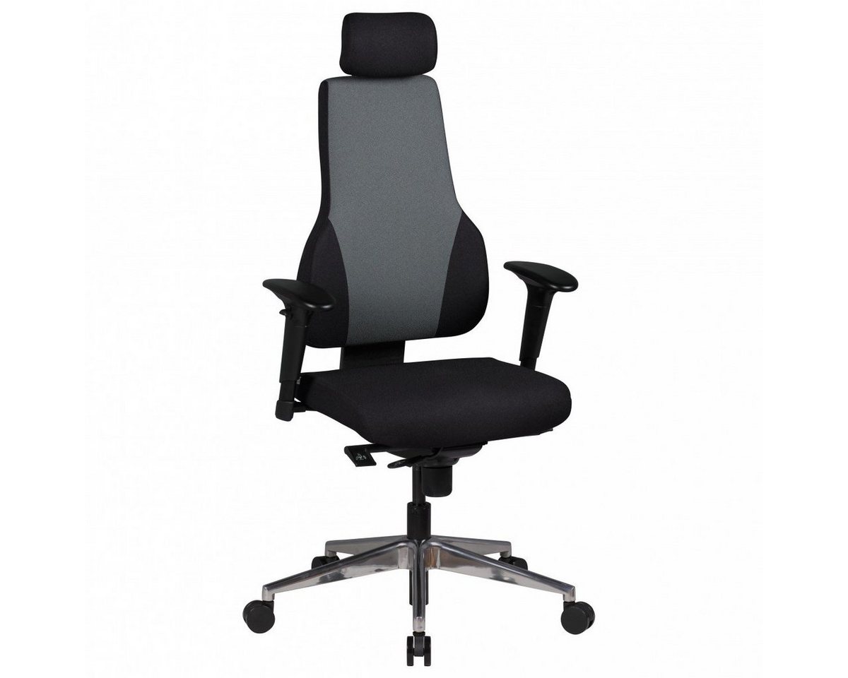 KADIMA DESIGN Bürostuhl Bürostuhl QENTIN schwarz/grau Schreibtischstuhl Stoffbezug Chefsessel (Drehstuhl Synchronmechanik Kopfstütze) von KADIMA DESIGN