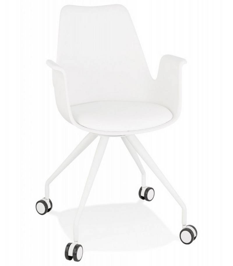 KADIMA DESIGN Bürostuhl Bürostuhl Weiß mit Armlehnen aus Kunststoff und Metall 60x60x89 cm (Ergonomischer Arbeitssessel mit Rollen Elegantes Design), Moderner Schreibtischstuhl mit gepolstertem Sitz SPLIT Kollektion von KADIMA DESIGN