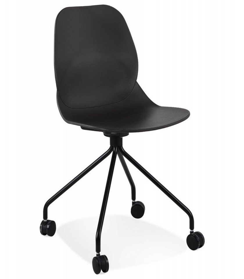 KADIMA DESIGN Bürostuhl Bürostuhl aus Metall und Kunststoff Modernes Design (Ergonomischer Schreibtischstuhl mit 360° Drehfunktion 49x46x81 cm), Schwarzer Bürostuhl mit gepolsterter Rückenlehne NADIA Kollektion von KADIMA DESIGN