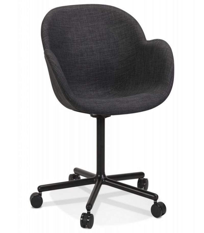 KADIMA DESIGN Bürostuhl Bürostuhl mit Armlehnen aus Metall und Textil Modernes Design (ASTRA Schreibtischstuhl mit gepolsterter Sitzfläche 59x59x85 cm), Drehstuhl mit ergonomischer Rückenlehne Schwarz von KADIMA DESIGN