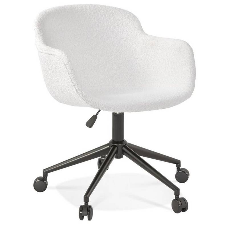 KADIMA DESIGN Bürostuhl Drehstuhl mit weißer Bouclé-Polsterung, höhenverstellbar, Armlehnen (360° drehbare Basis, robuste 5-Fuß-Konstruktion mit Rollen, Armlehnen), Bouclé Polsterung, robuste Metallkonstruktion, belastbar 120kg von KADIMA DESIGN