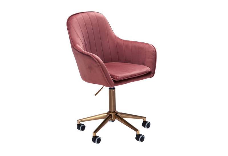 KADIMA DESIGN Bürostuhl Schreibtischstuhl Samt Rosa, Design Drehstuhl mit Lehne, Arbeitsstuhl (120 kg Höhenverstellbar, Schalenstuhl mit Rollen, Stuhl Drehbar) von KADIMA DESIGN