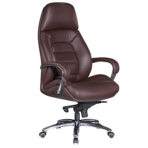 KADIMA DESIGN Chefsessel Miron aus Leder, Multiblockwippmechanik, bis 120 kg, in 3 Farben verfügbar Farbe: Braun von KADIMA DESIGN