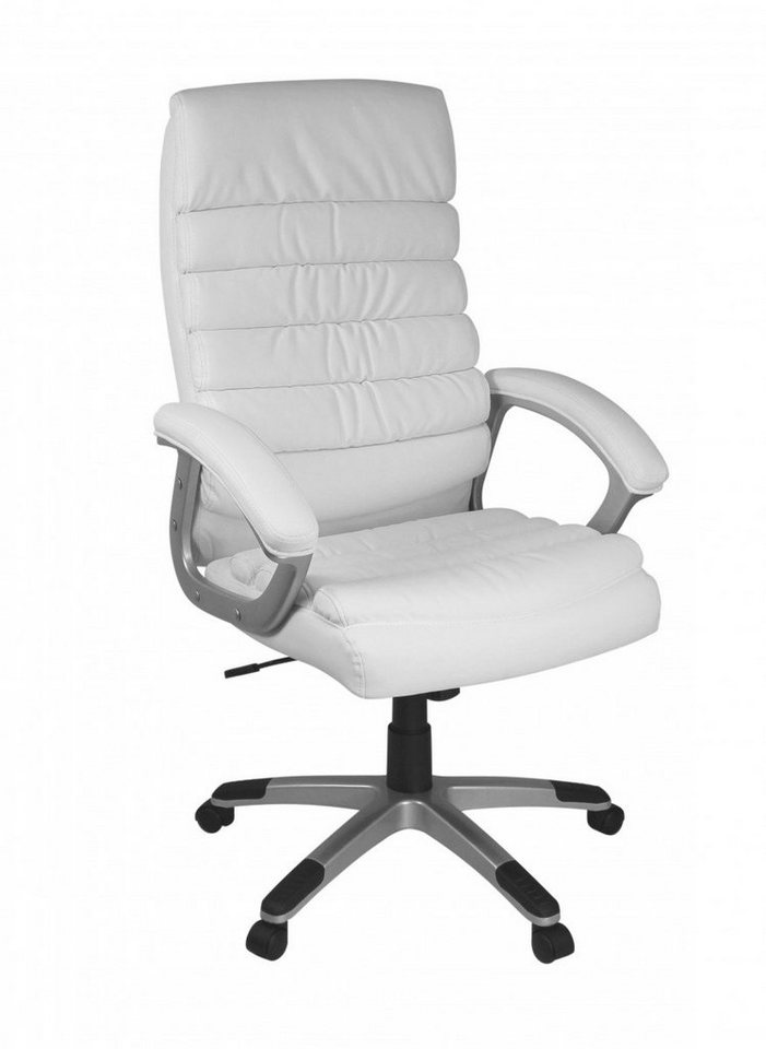 KADIMA DESIGN Chefsessel Valencia Bürostuhl Kunstleder Weiß ergonomisch mit Kopfstütze (Design Chefsessel Schreibtischstuhl mit Wippfunktion), Drehstuhl hohe Rücken-Lehne X-XL 120 kg von KADIMA DESIGN