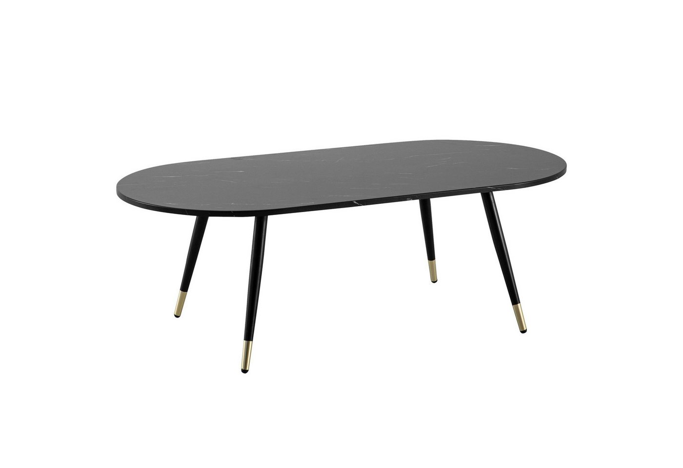 KADIMA DESIGN Couchtisch Couchtisch 120x60x41,5 cm mit Marmor Optik Schwarz Modern, Design (Beistelltisch Wohnzimmer), Wohnzimmertisch mit Metall-Gestell, Sofatisch Oval Tisch Groß von KADIMA DESIGN