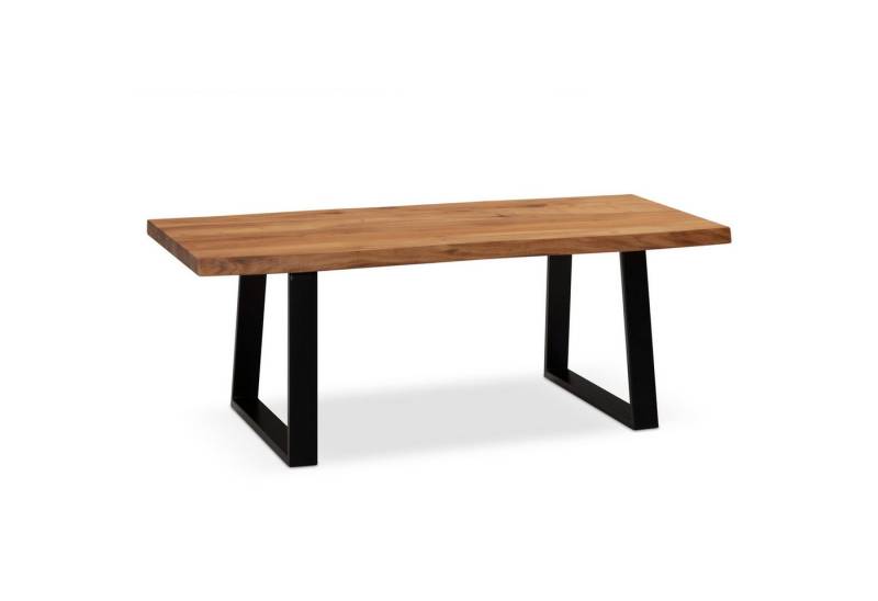 KADIMA DESIGN Couchtisch Couchtisch 120x60x46 cm Akazie Massivholz / Metall Baumkante, Design (mit Trapezbeinen in Schwarz), Wohnzimmertisch Rechteckig, Sofatisch Stubentisch Braun, Kaffeetisch von KADIMA DESIGN