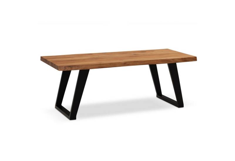 KADIMA DESIGN Couchtisch Couchtisch 120x60x46 cm Akazie Massivholz / Metall Baumkante, Design (mit schwarzen Beinen in U-Form), Wohnzimmertisch Rechteckig, Sofatisch Stubentisch Braun, Kaffeetisch von KADIMA DESIGN