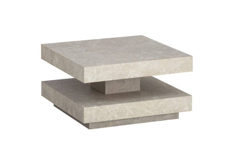 KADIMA DESIGN Couchtisch Couchtisch 60x60x34 cm Sandfarben Sofatisch in Stein-Optik Modern, (Kaffeetisch Klein), Design Wohnzimmertisch mit Stauraum Quadratisch, Loungetisch Beige von KADIMA DESIGN