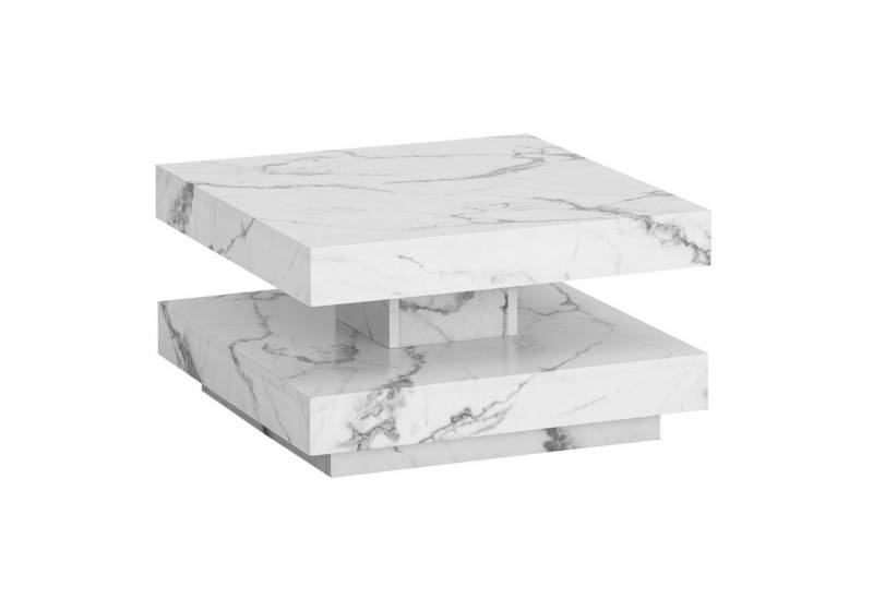 KADIMA DESIGN Couchtisch Couchtisch 60x60x34 cm Weiß Sofatisch in Marmor-Optik Modern, Design (Kaffeetisch), Wohnzimmertisch mit Stauraum Quadratisch, Loungetisch Klein von KADIMA DESIGN