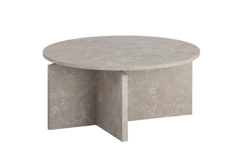 KADIMA DESIGN Couchtisch Couchtisch 70x70x33 cm Sandfarben Sofatisch in Stein-Optik Modern, (Groß), Design Wohnzimmertisch Rund, Lounge Beige, Kaffeetisch Beistelltisch von KADIMA DESIGN
