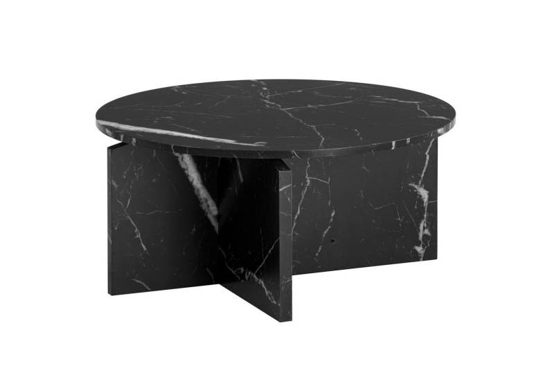 KADIMA DESIGN Couchtisch Couchtisch 70x70x33 cm Schwarz Sofatisch in Marmor-Optik Modern, (Beistelltisch), Design Wohnzimmertisch Rund, Loungetisch Groß, Kaffeetisch von KADIMA DESIGN