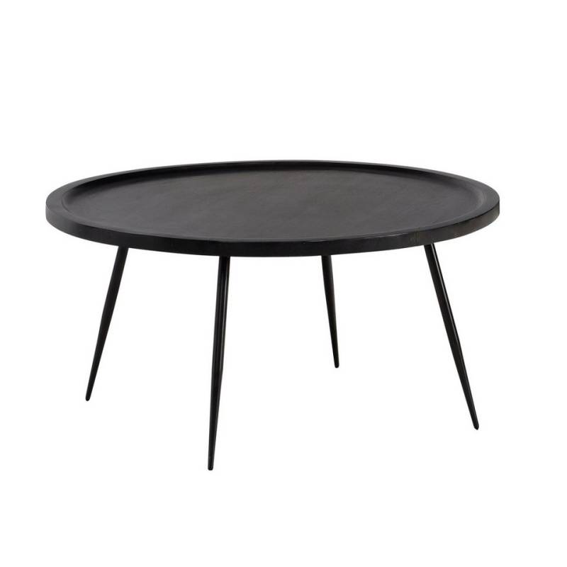 KADIMA DESIGN Couchtisch Couchtisch 75x75x38 cm Mango Massivholz Metall Schwarz Sofatisch Rund (Kaffeetisch Wohnzimmer Zeitlos), Design Wohnzimmertisch mit natürlicher Holzmaserung von KADIMA DESIGN